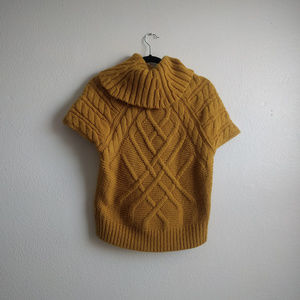 Mustard Short Sleeve Cowl Neck Sweater